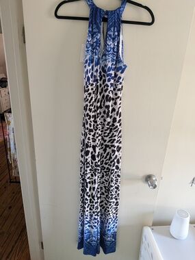cach full length halter sequin animal print dress Myka Glamorous Contour Halter Leopard Print Sequin Maxi Dress